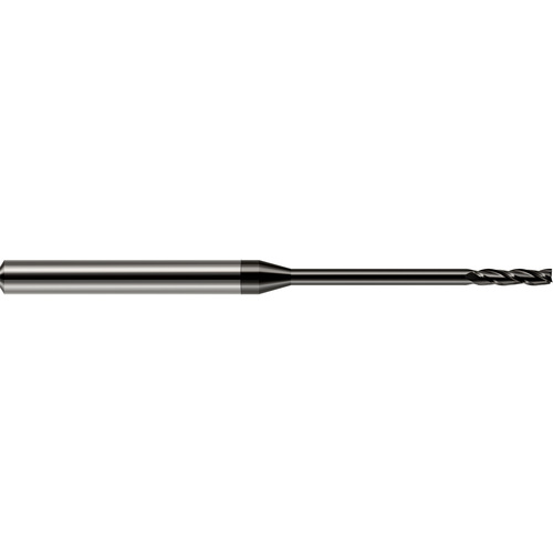 Miniature End Mills - Long Reach, Long Flute - 0.0600″ Cutter Diameter × 0.5000″ (1/2″) Length of Cut Carbide Square End Mill, 3 Flutes, Amorphous Diamond Coated