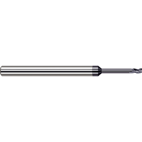 Miniature End Mills - Long Reach, Stub Flute - 0.0780″ (5/64″) Cutter Diameter × 0.1180″ Length of Cut × 0.6250″ (5/8″) Reach Carbide Square End Mill, 3 Flutes, AlTiN Coated