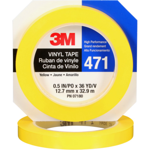 3M Vinyl Tape 471 Yellow 3/8″ × 36 yd 5.2 mil